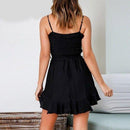 Spaghetti Strap Ruffles Solid Colored A-Line Mini Dress, iBuyXi.com, party short dress, mini dress, a-line short dress