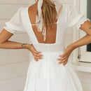 Square Collar A-Line Backless Ruffles Mini Dress, iBuyXi.com, Polka dot mini dress, party dress, summer short dress, women clothing, summer collection