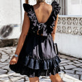 Square Collar Butterfly Sleeve Tie-Back Ruffles Mini Dress, iBuyXi.com, Summer collection, Mini dresses