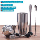 Cocktail Shaker Set, 18 oz Stainless Steel Cocktail Shaker with Strianer,Jigger,Muddler, Mixing Spoon,2 Pourers, Professional Kit Gift (6pcs Drink Mixer Bartender Kit),iBuyXi.com