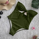 Plus Size Strapless One Piece Tankini, iBuyXi.com, Plus Size Sexy Strapless One Piece Swimsuit Tankini Off Shoulder Mesh Patchwork Swimwear Bodysuit Bathing Suit, Front-tie swimsuits