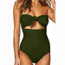 Plus Size Strapless One Piece Tankini, iBuyXi.com, Plus Size Sexy Strapless One Piece Swimsuit Tankini Off Shoulder Mesh Patchwork Swimwear Bodysuit Bathing Suit, Front-tie swimsuits