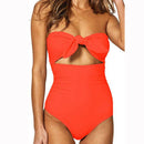 Plus Size Strapless One Piece Tankini, iBuyXi.com, Plus Size Sexy Strapless One Piece Swimsuit Tankini Off Shoulder Mesh Patchwork Swimwear Bodysuit Bathing Suit, Front-tie swimsuits