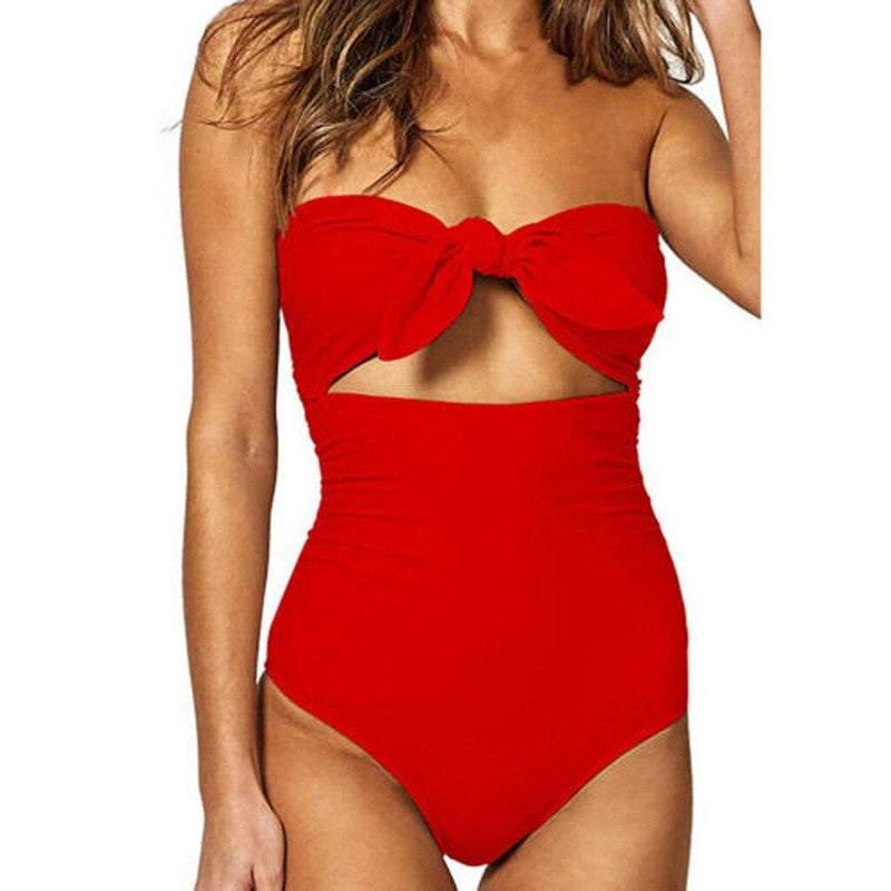 Strapless Front-Tie One Piece Bathing Suit - Main Image