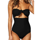 Plus Size Strapless One Piece Tankini, iBuyXi.com, Plus Size Sexy Strapless One Piece Swimsuit Tankini Off Shoulder Mesh Patchwork Swimwear Bodysuit Bathing Suit, Front-tie swimsuits