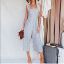 Striped Pleated Spaghetti Strap Ruffled Lace Up Backless Jumpsuit, Cropped Top Wide Leg Trouser Sling Up Backless Jumpsuit,Spring Dress Beading Pleated Elegant Party Dress Belted Loose Oversized Plus Size Women Clothing ,iBuyXi.com