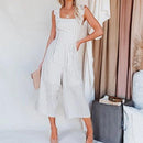 Striped Pleated Spaghetti Strap Ruffled Lace Up Backless Jumpsuit, Cropped Top Wide Leg Trouser Sling Up Backless Jumpsuit,Spring Dress Beading Pleated Elegant Party Dress Belted Loose Oversized Plus Size Women Clothing ,iBuyXi.com