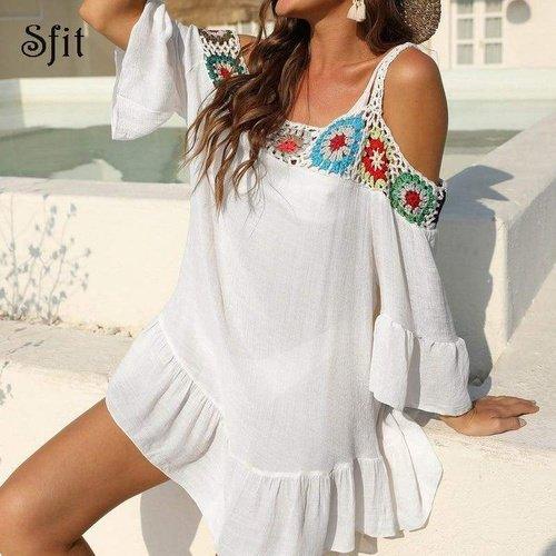 Crochet Patchwork Bikini Swimsuit CoverUp