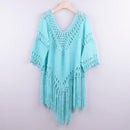Tassels Hollow Out Beachwear Bikini Cover Up With Loose Design Which Comes With More Comfort And Ideal For Sunny Days. - ibyxi.com