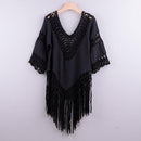 Tassels Hollow Out Beachwear Bikini Cover Up With Loose Design Which Comes With More Comfort And Ideal For Sunny Days. - ibyxi.com