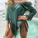 Tassels Hollow Out Beachwear Bikini Cover Up With Loose Design Which Comes With More Comfort And Ideal For Sunny Days. - ibyxi.com
