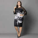 Translucent Geometric Sleeve Plus Size Dress, iBuyXi.com Shop Unique Selection, Women Clothes, Elegant Plus Size Dress, Vintage floral printed party dress, Women Outfits