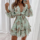 V-Neck Chiffon Front Knot Ruffles Mini Dress, iBuyXi.com, Summer clothing, party dress, unique short dress