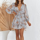 V-Neck Chiffon Front Knot Ruffles Mini Dress, iBuyXi.com, Summer clothing, party dress, unique short dress