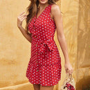 V-Neck Dot Printed Sleeveless Sun Dress, iBuyXi.com, Summer outfits, women clothing, sundresses, beach dresses, free shipping, special offers, summer sales