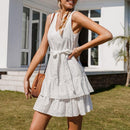 Casual solid white embroidery sash With bud V-neck sleeveless mini dress ruffle And Ideal For summer  Holidays. Pay with Affirm to get 4 interest-free payments for eligible products. Visit iBuyXi.com and shop from a unique selection of products.