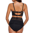 Deep V-neck Solid color Mesh lace Two Pieces Bikini With Lace High Waist Perfect For Summer Occasions. - ibuyxi.com