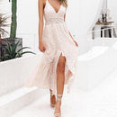 Elegant V-Neck Spaghetti Straps A-Line Patchwork Maxi Dress, iBuyXi.com