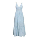Elegant V-Neck Spaghetti Straps A-Line Patchwork Maxi Dress, iBuyXi.com