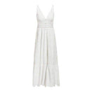Elegant V-Neck Spaghetti Straps A-Line Patchwork Maxi Dress, iBuyXi.com