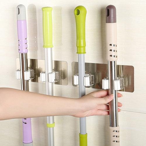 Wall Mounted Mop Holder – Adhesive Bathroom Organizer