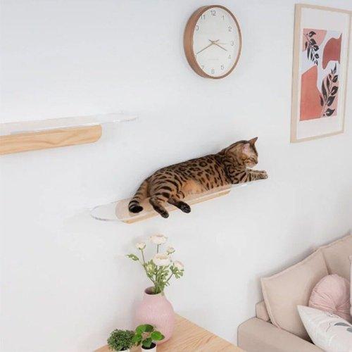Acrylic Cat Jumping Board Wall-Mounted, Cats Climbing Frame, Cats Platform House, DIY Cats Tree Toy Cats Hammock, Bed Wood Pet Furniture, iBuyXi.com
