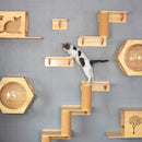 Wall-mounted Cat climbing, Frame Cat Tree, Solid Wood Hexagon Space Capsule, Cat Wall Springboard, Kitten House Ladder Pet Furniture, iBuyXi.com