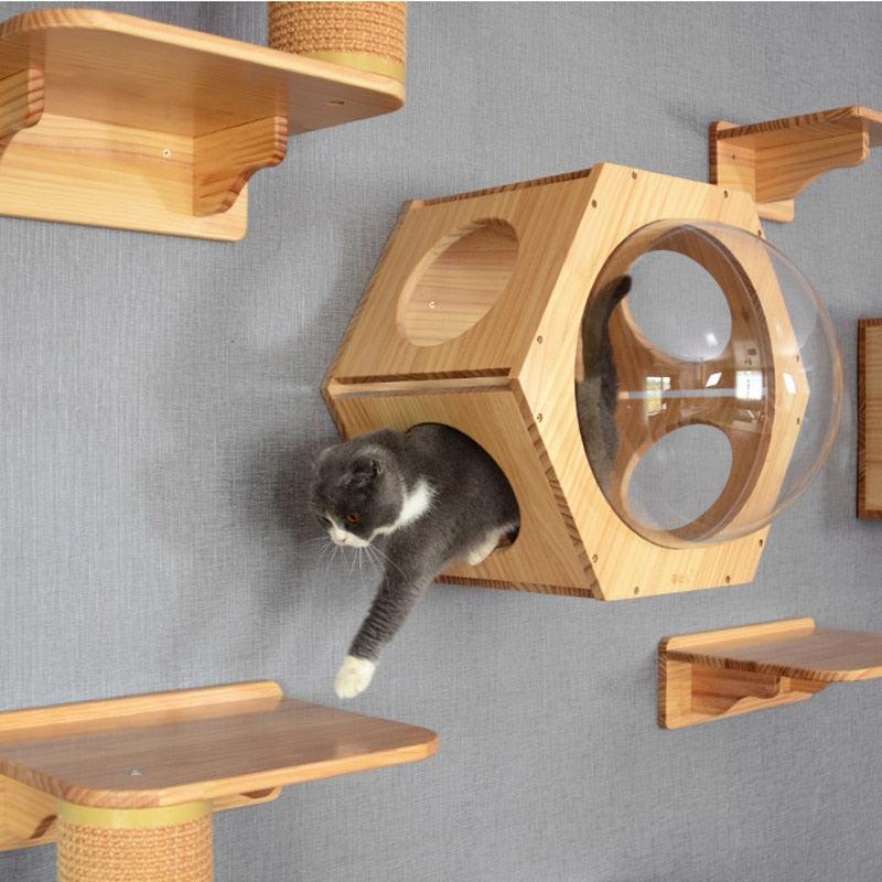 Wall-mounted Cat climbing Frame Cat Tree Solid Wood - view 10