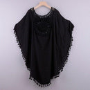White Bikini Cover Up with Fringe Trim With Hollow Tunic Design Ideal Wearable For Beach And Summer Season. - ibuyxi.com
