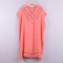 White Hollow Out Crochet Swimsuit Suitable For Beach Wear And Lace Designs Looks Stunning With Short Cover-Up. - ibuyxi.com