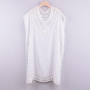 White Hollow Out Crochet Swimsuit Suitable For Beach Wear And Lace Designs Looks Stunning With Short Cover-Up. - ibuyxi.com
