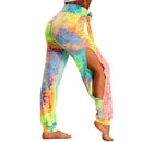 Women Fitness Running Leggins High Waist Band Printed,Stretchy High Rise Straight Loose Leggings Bloomers Breathable Yoga Pants,iBuyXi.com