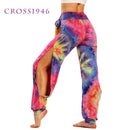 Women Fitness Running Leggins High Waist Band Printed,Stretchy High Rise Straight Loose Leggings Bloomers Breathable Yoga Pants,iBuyXi.com