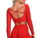 Women's Long Sleeve Yoga Top Gym Sports Tshirts,With Open Back Fitness yoga shirt Red Sexy Top Sports Wear,women Fitness Running Leggins High Waist Band Printed,Stretchy High Rise Straight Loose Leggings Bloomers Breathable Yoga Pants,iBuyXi.com