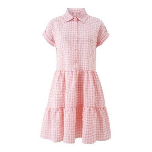 Plaid Ruffles Loose A-Line Shirt Dress, iBuyXi.com