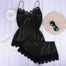 2pcs Lace Sleepwear Dress Lingerie Night Satin Night Gown, Wrap Midi Dress, Deep V-neck Backless Boho Floral Print Romper Oblong neck, Solid color, High waist, Back button closure, Long Pants Jumpsuits Romper with Belt, long pants, iBuyXi.com